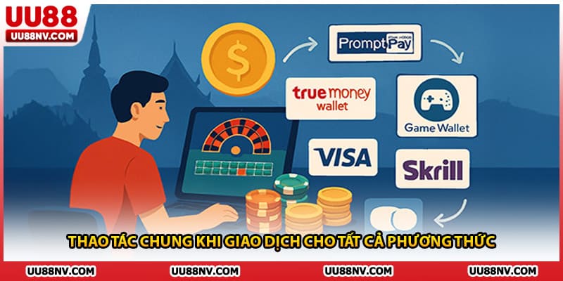 Thao tác chung khi giao dịch cho tất cả phương thức